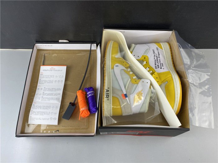 Air Jordan 1 x Off-White NRG White/Dark Powder Yellow-Cone AQ0818-149