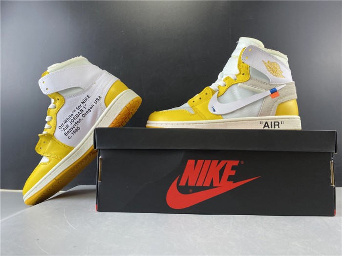 Air Jordan 1 x Off-White NRG White/Dark Powder Yellow-Cone AQ0818-149