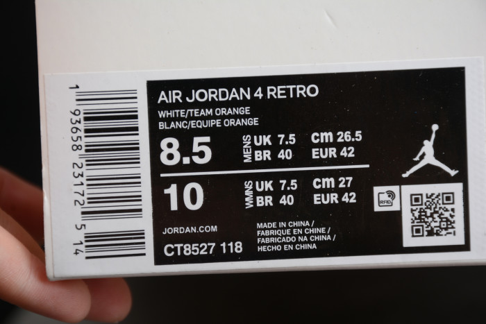 Air Jordan 4 “Team Orange”CT8527-118